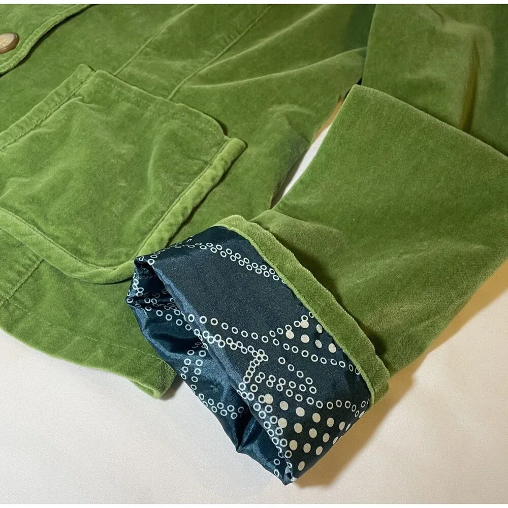 Sundance Blazer Women's 8 Jacket Green Velvet Velveteen Short 3 Front Button - Picture 4 of 8